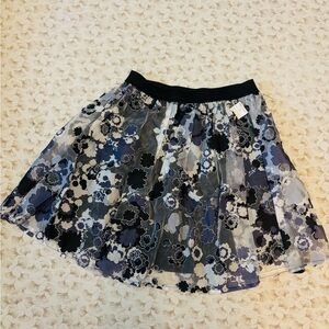 Hot Gal Blue and White Embellished Skater Mini Skirt